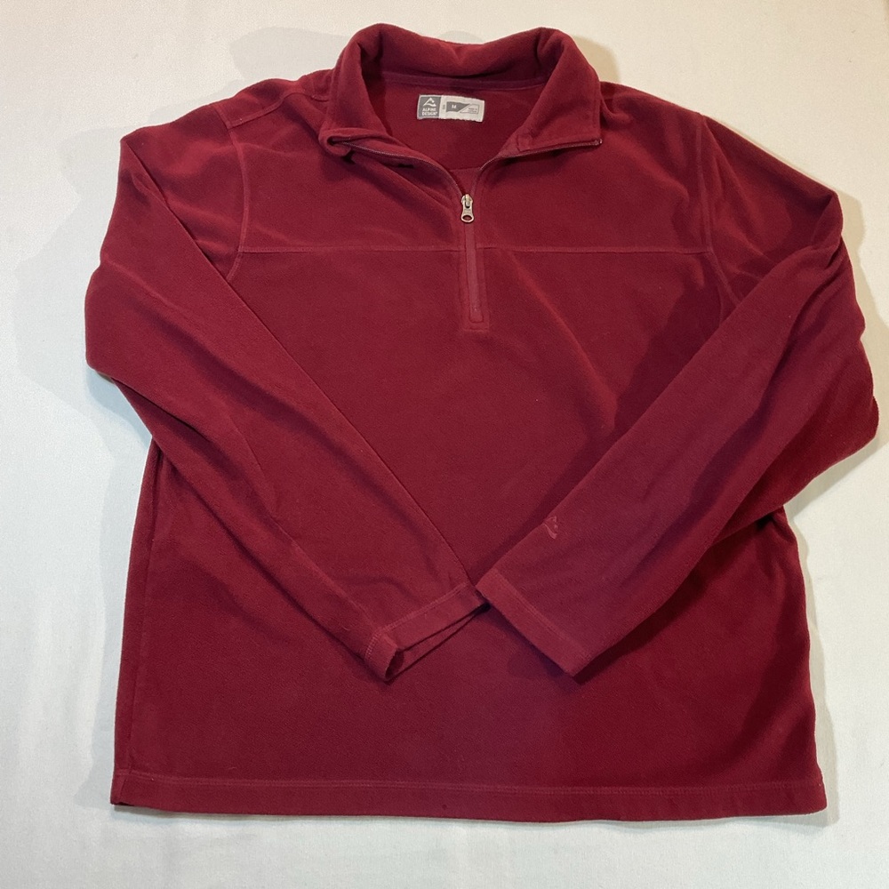 Alpine Design Red Fleece‎ Quarter 1/4 Zip Pullover, Size M Collar Long Sleeve